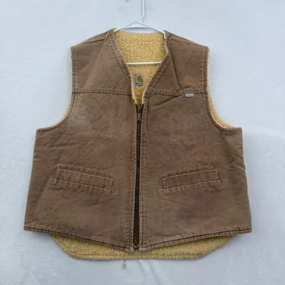Vintage Carhartt Arctic Vest Mens XL Brown Sherpa Line Made In USA 6SV 90s - Picture 1 of 12
